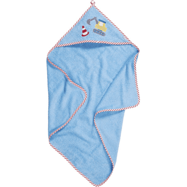 Playshoes Frottee-Kapuzentuch Baustelle blau