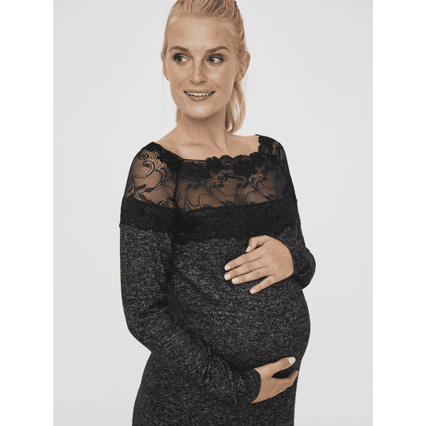 mama;licious Kjole gravide MLDEA Mørkegrå melange pinkorblue.dk
