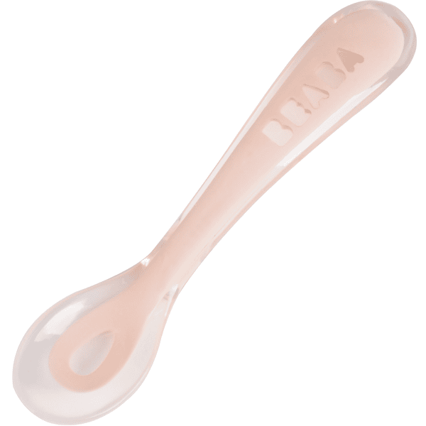 BEABA Cuchara de silicona para bebés 2. grupo de edad rosa