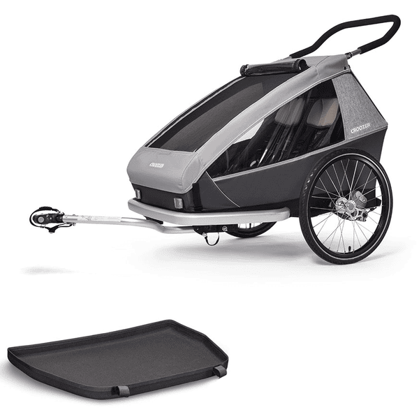 CROOZER Fietskar Kid Keeke 2 Stone Grey incl. Vloerbeschermingsbak