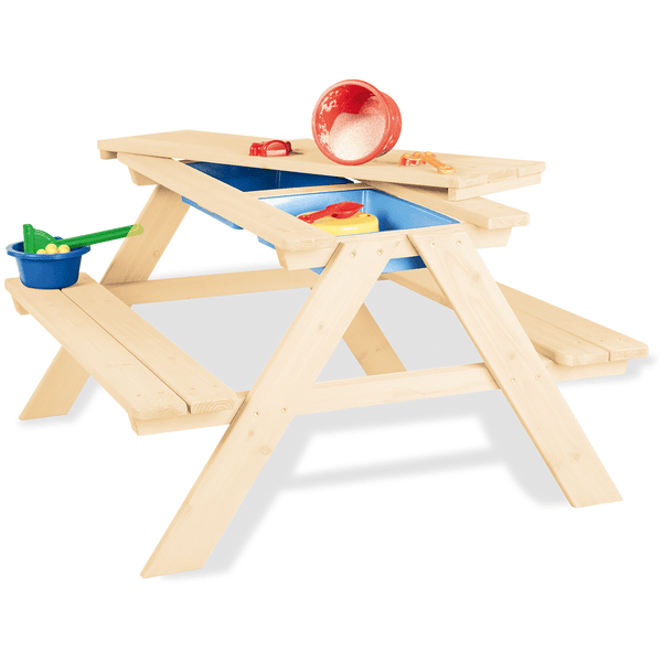 Pinolino Set Tavolino per bambini a 4 posti Matsch-Nicki, nature