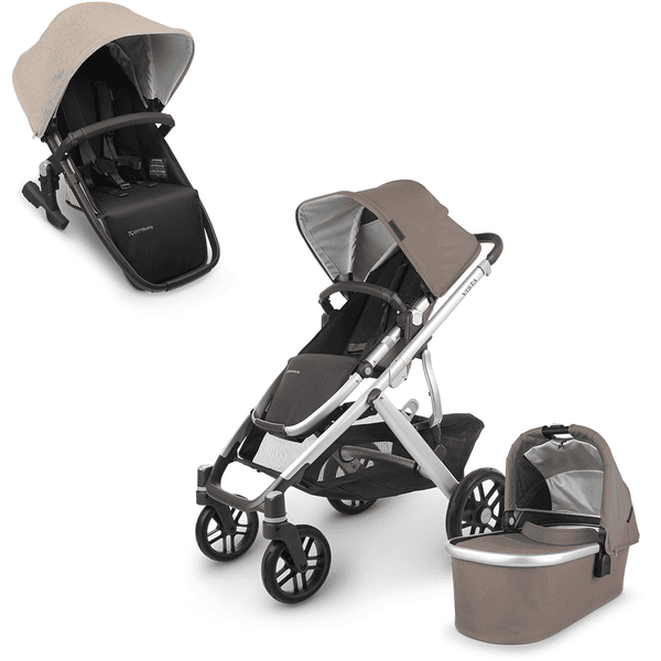 UPPAbaby Kombikinderwagen Vista V2 Theo Dark Taupe inkl. Zweitsitz RumbleSeat Liam Oat Melange