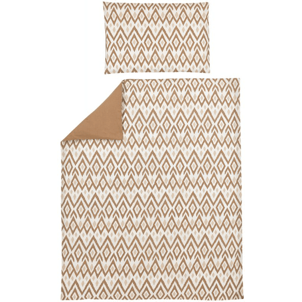 Meyco Bettwäsche Kinderbett 100 x 135 cm Ikat Sand / Uni Toffee