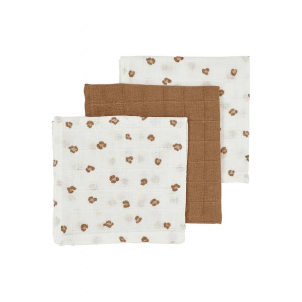 Meyco Muslin Burp Cloths 3-Pack Mini Panther Toffee