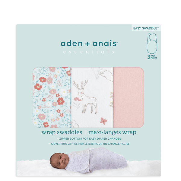Aden Anais essentials Lange enfant easy swaddle 0 3 M fairy tale flowers lot de 3 roseoubleu