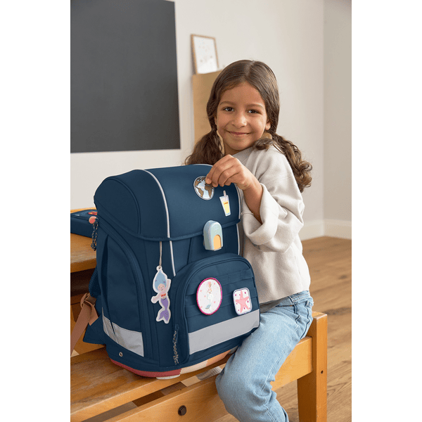 LASSIG Cartable d ecole enfant Boxy Unique navy 7 pieces roseoubleu