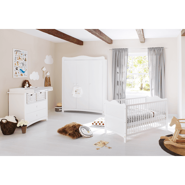 Pinolino Kinderzimmer Florentina 3 türig,breite Kommode, Bett 60 x 120 cm