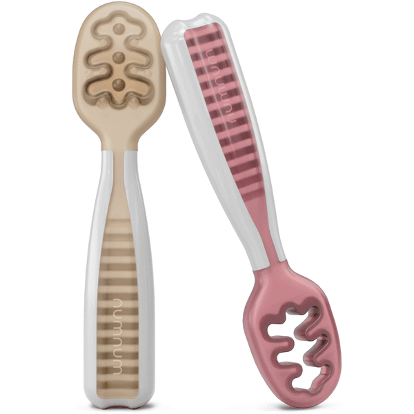 numnum® Cuillère enfant beige/mauve lot de 2