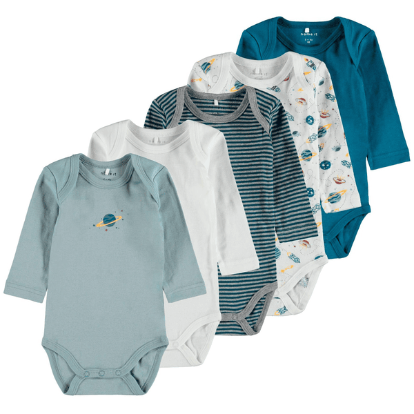 name it Lange Mouw Bodysuit 5 Pakken Legioen Blauw