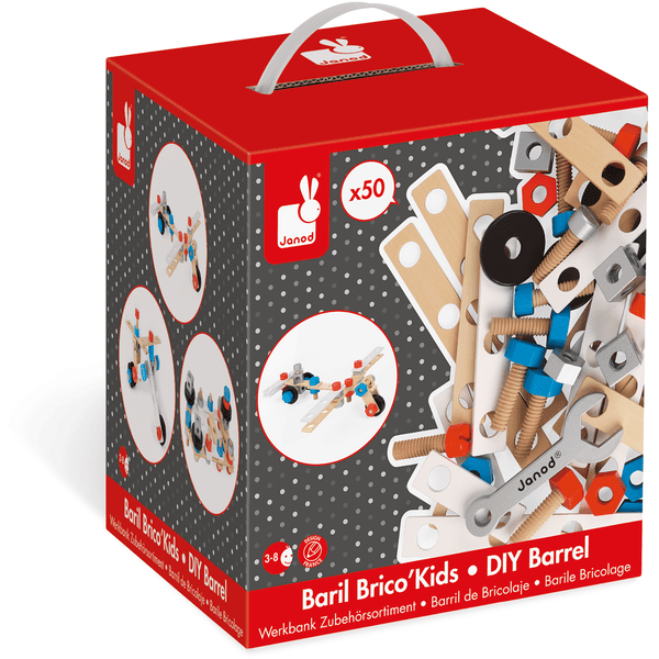Janod® BRICO'KIDS Barile bricolage, 50 pezzi
