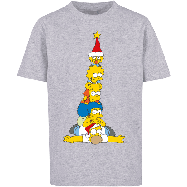 F4NT4STIC T-Shirt The Simpsons Family Christmas Weihnachtsbaum heather grey