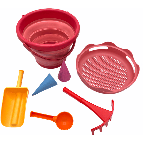 SCHILDKRÖT® 7in1 Sand Toys Falteimer-Set, rot