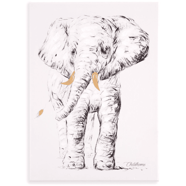 CHILDHOME Elefante dipinto a olio 30 x 40 cm