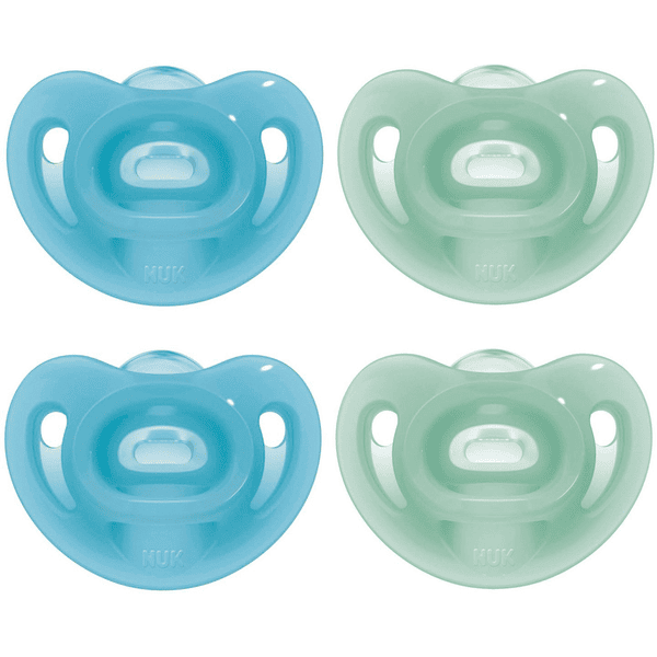 NUK Speen Sensitive Solid Silicone Maat 1 vanaf de geboorte 4 stuks groen / blauw