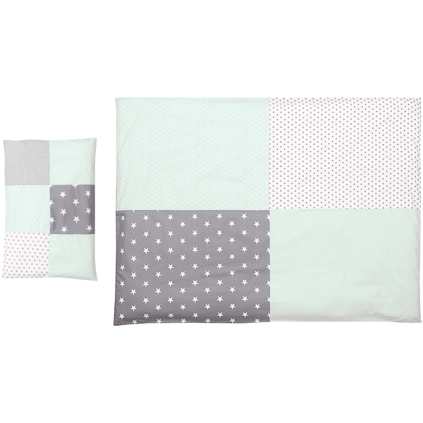 Ullenboom Kinder Bettwäsche-Set Mint Grau 135 x 100 cm + 40 x 60 cm
 