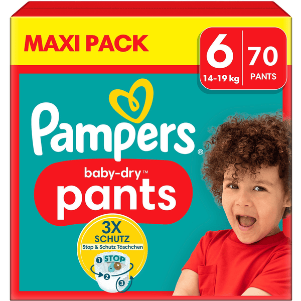 Pampers Large Dětské suché kalhoty, velikost 6 Extra , 14-19 kg, Maxi balení (1 x 70 kalhot)