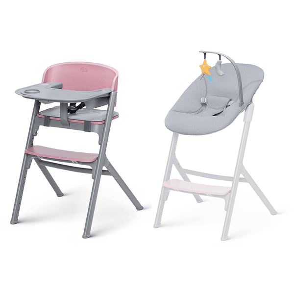 Kinderkraft Hochstuhl LIVY mit Babywippe CALMEE aster pink