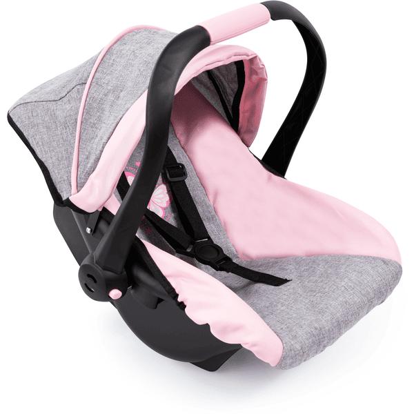 bayer Design Siège auto cosy pour poupée à capote papillon gris/rose