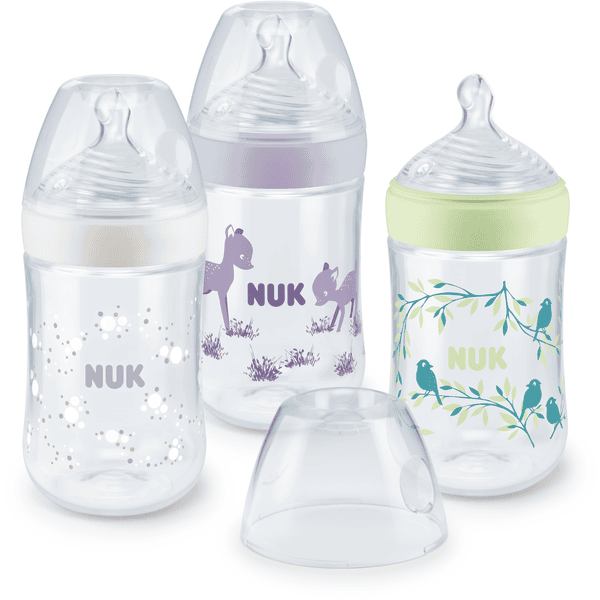 NUK Babyfles Nature Sense Girl 3-pack, met temperatuur Control , in paars 