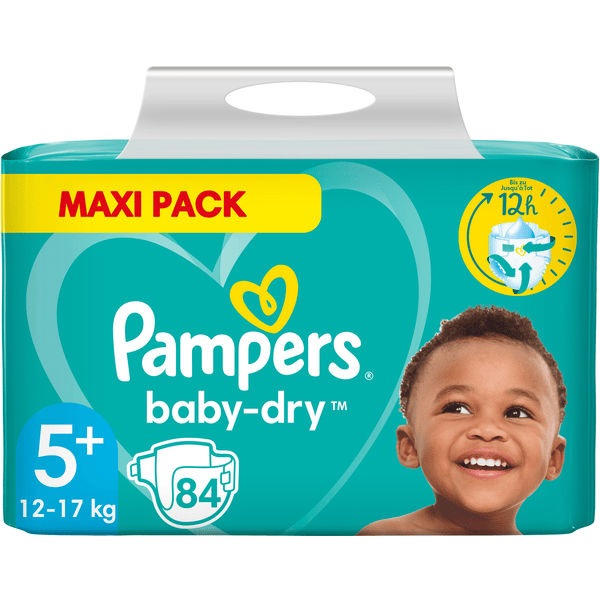 Pampers Baby Dry, Gr.5+ Junior Plus, 12-17kg, Maxi Pack (1x 84 Windeln)