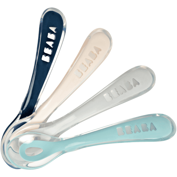BEABA  Juego de 4 cucharas de silicona para bebés de la segunda edad