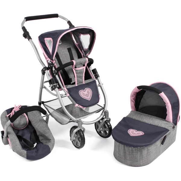 BAYER CHIC 2000 3 in 1 Kombi Puppenwagen EMOTION ALL IN melange grau-navy