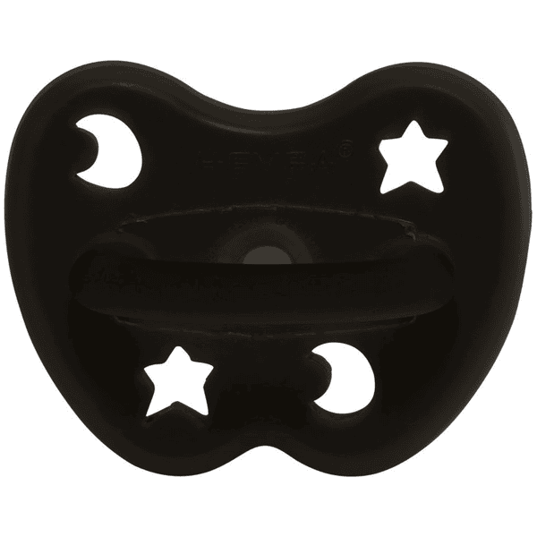 HEVEA Fopspeen - Natuurlijk rubber / Buitenzijde Space Black / rond / ster &amp; maan (vanaf 3 maanden)