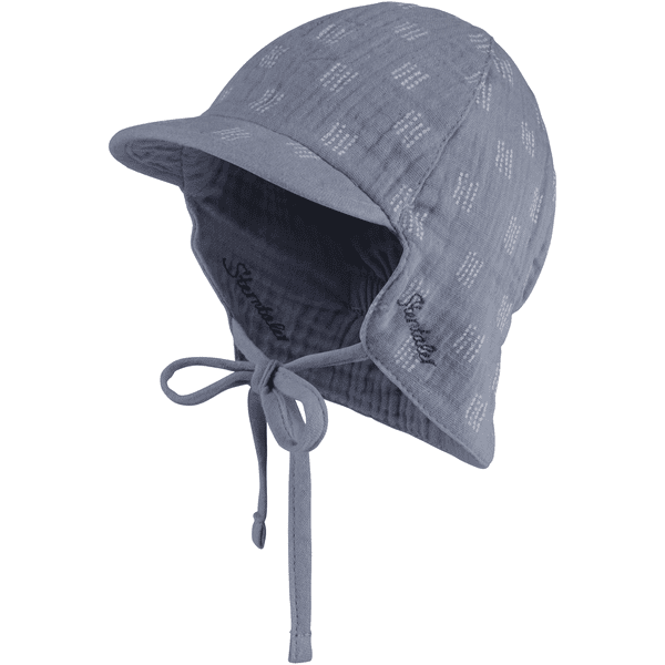 Sterntaler Omkeerbare peaked cap met nekbescherming grijsblauw