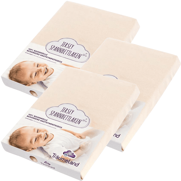 Träumeland Spannbetttuch Jersey  beige 40 x 90 cm 3er Pack