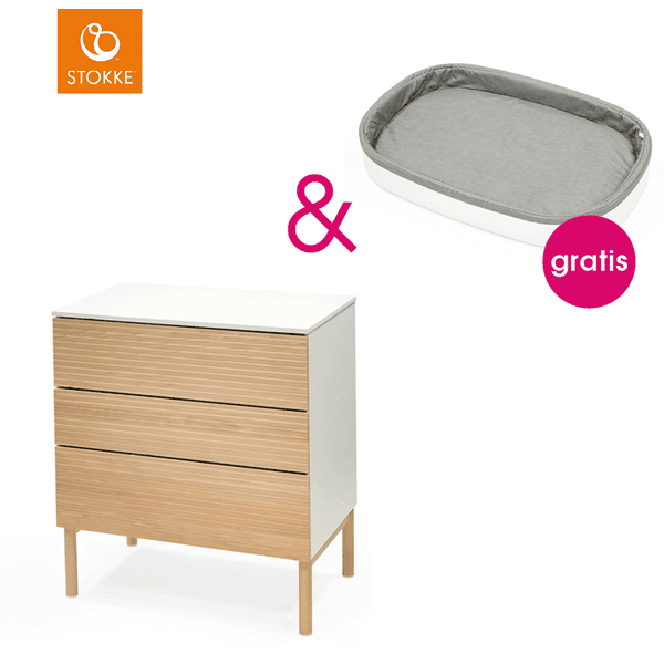 STOKKE® Sleepi™ Kommode Dresser natur mit Gratis Sleepi™ Wickelaufsatz