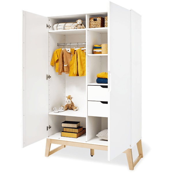 Armoire enfant blanche en bois penderie et lingère – Bridge - Pinolino