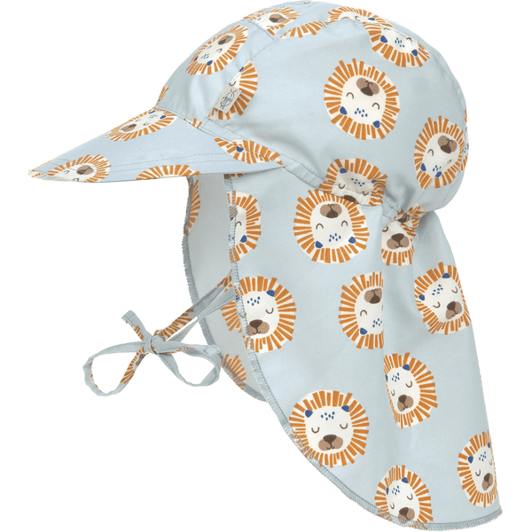 LÄSSIG Cappello parasole UV con protezione per il collo, leone blu chiaro