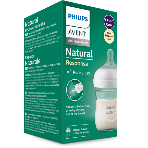 Biberon Philips Avent - Natural Response 3.0, cu tetină 3m+, 330 ml