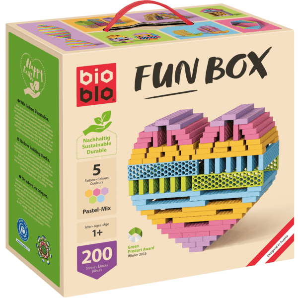 Bioblo FUN BOX Pastel Mix - 200 byggklossar i 5 färger