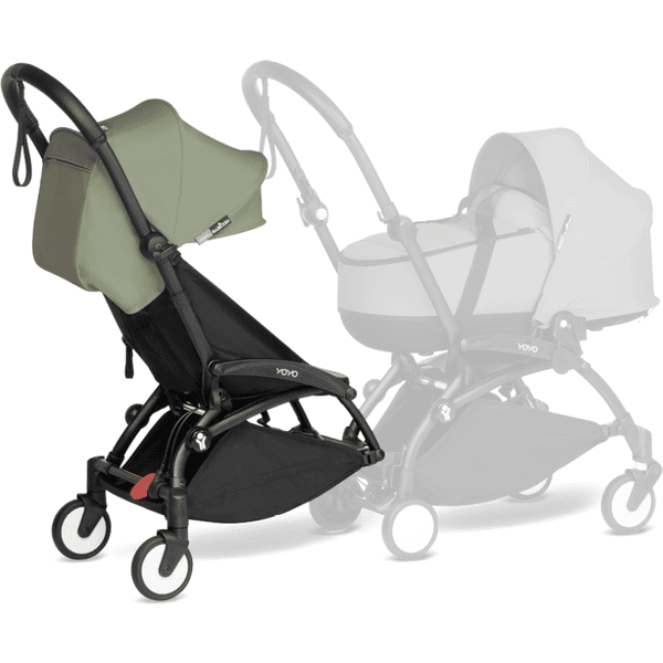 BABYZEN Kinderwagen YOYO 6+ connect Black mit Textilset Olive