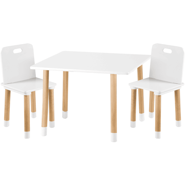 kindsgard Ensemble table et chaises enfant snakklig bois blanc 3 pièces