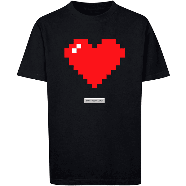 schwarz Good Vibes Pixel F4NT4STIC Happy People Herz T-Shirt
