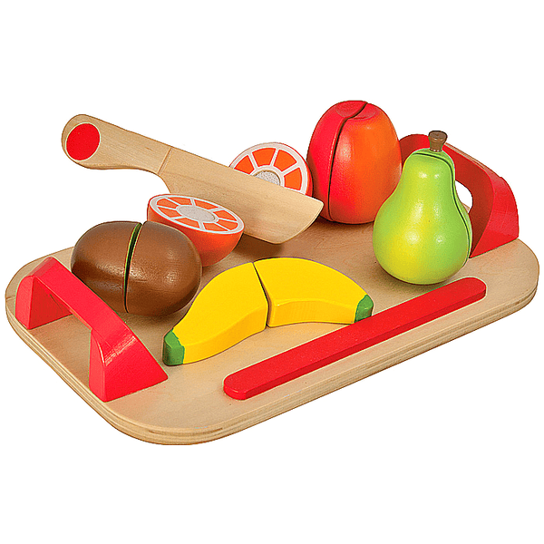 Planche à découper légumes pour enfants en bois naturel multicolore