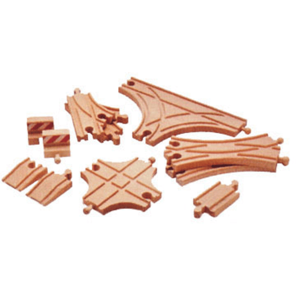 BRIO® WORLD Coffret rails aiguillages pour circuit train évolution avancé bois 33307