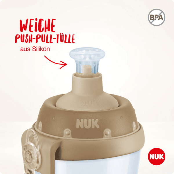NUK Gourde d'apprentissage Junior Cup avec bec push-pull | 300 ml | à  partir de 18 mois | anti-fuite | clip | sans BPA | robot bleu