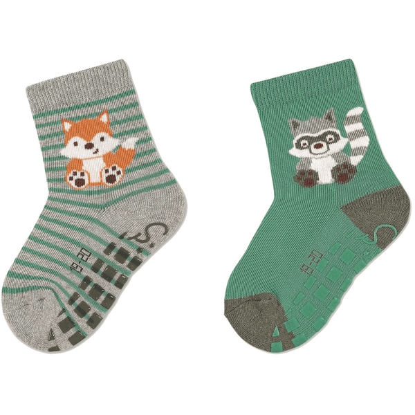 Sterntaler Chaussettes ABS double pack renard et animal de la forêt gris clair 