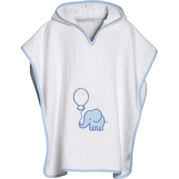 Playshoes  Badstof poncho olifant wit-blauw