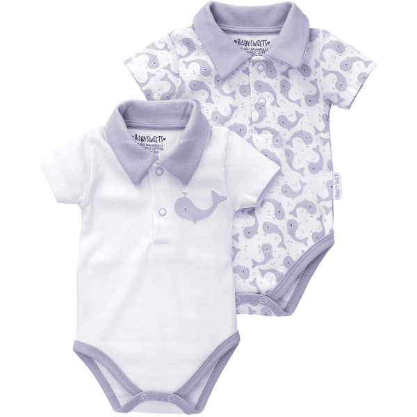 Baby Sweets 2 Bodys Kurzarm Baby Wal weiß lavendel