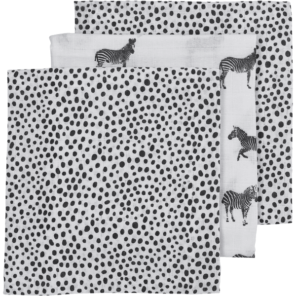 Meyco Mullwindeln 3er-Pack Zebra Animal / Cheetah 70 x 70 cm