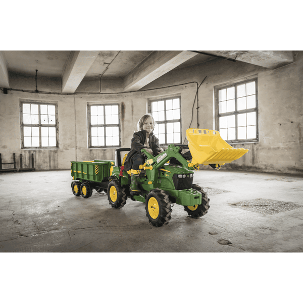 Tracteur pedales Rolly Toys John Deere 7930 avec chargeur frontal + auge,  Roues en plastique