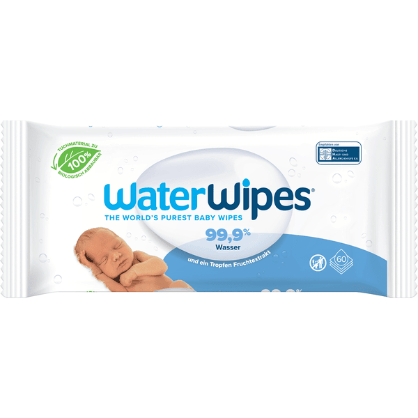 WaterWipes Lingettes enfant biodégradables, 60 pièces