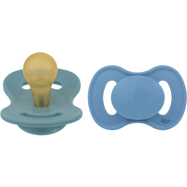 Lullaby Planet  Latex Soother Round 2 Pack Koko 2 Ocean Teal &amp; Dove Blue