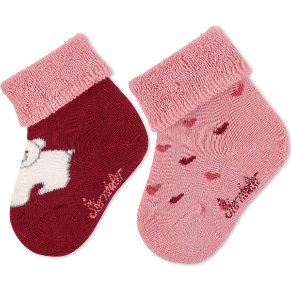 Sterntaler Lot de deux chaussettes pour bébé Elia rouge foncé 