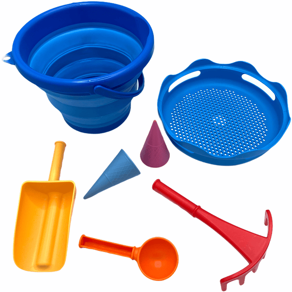 SCHILDKRÖT® 7-in-1 Sand Toys Falteimer-Set, blau