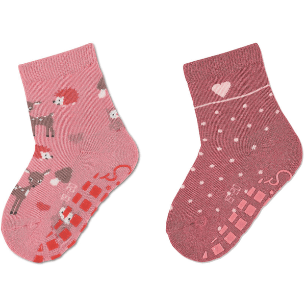 Sterntaler Lot de deux chaussettes ABS Animaux de la forêt et Touche rose